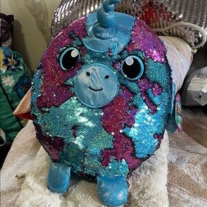 Sparkly Sequin Unicorn Plush Toy - Blue and Pink